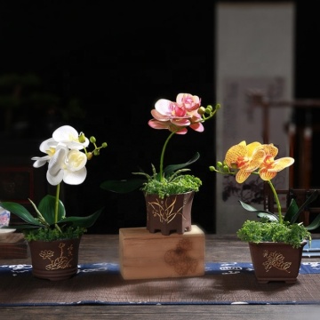 YAYUN J-1279: Chinese Style Artificial Orchid in Black Pot for Home Decor