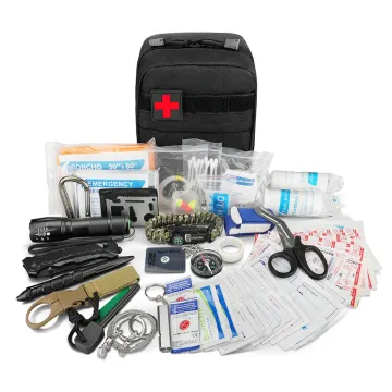 First aid survival kit for hiking camping