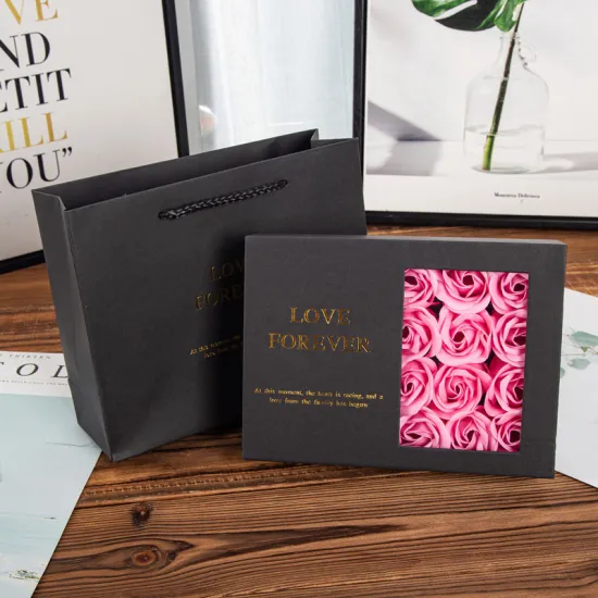 Black Magnetic Rose Gift Box with Clear Window