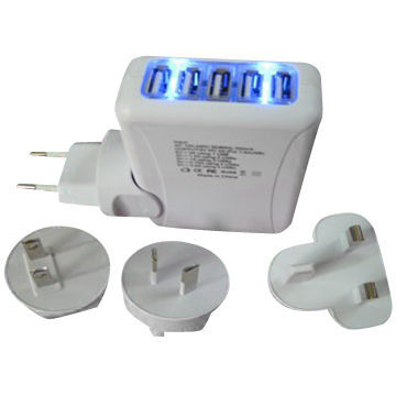 Five USB Interface Chargers, 100-240V AC Input voltage