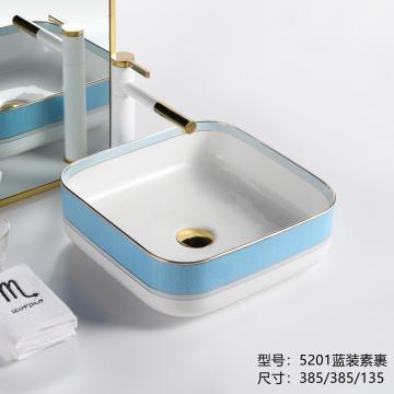 White Ceramic Bathroom Sinks With Fashion Pattern