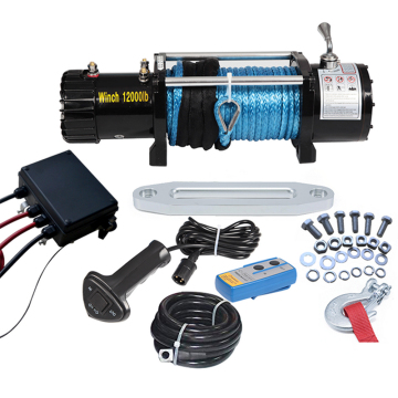 ยอดขายร้อน 4wd 12000lb ความจุรถเทรลเลอร์เครน: เครื่องกว้านรถ 4x4 ที่ทรงพลังพร้อมการควบคุมอิเล็กทรอนิกส์และระบบติดตั้งเชือกสังเคราะห์ 12V