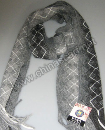 Mans' Knitted Grid Thin Scarf