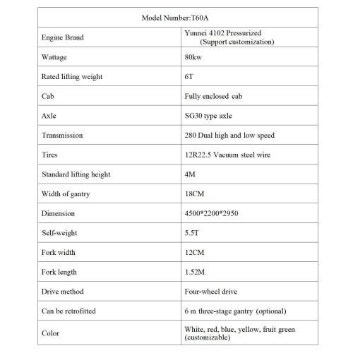 Высокая производительность 6 тонн от дорожного погрузчика
