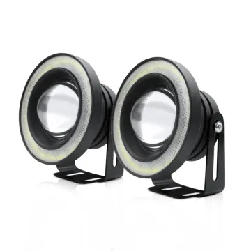 Fog Lights: 10W Car LED Angel Eyes White Headlights with Lens and Daytime Running Light for 12V Cars