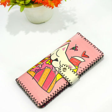 Animal Leather Wallet Painted Leather Wallet Kitty Leather Wallet