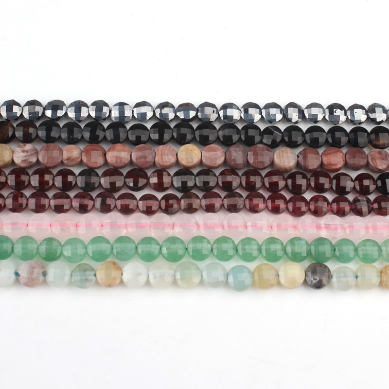 4x4mm Natural Faceted African Turquoises Sandstone Round Coin Stone Beads For Jewellery Making DIY Female Bracelet Necklace 15``