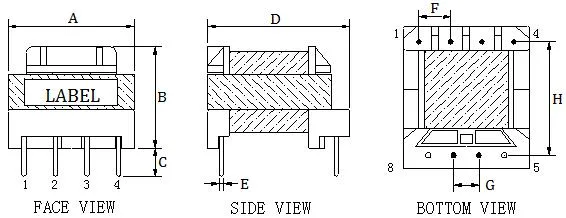 220 V bis 240 V bis 20V Step -up -Transformator 9V AC EF20 STREFTREDERATER