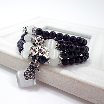 Blue Sandstone Beads Bracelet Blue Crystal Opal Bracelet