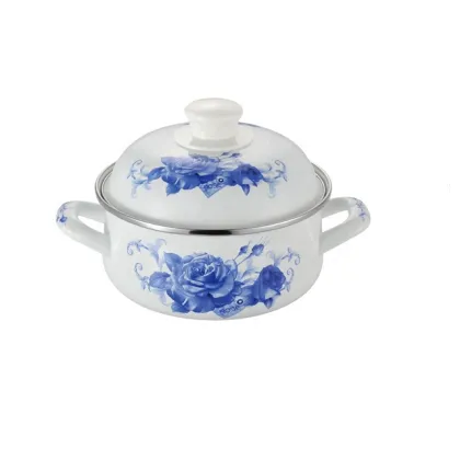 Hanhong Chinese Antique Enamel Cast Iron Sauce Pot with Double Ears