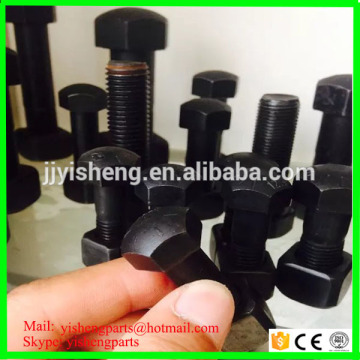 High quality black hex track shoe bolt and nut 12.9 grade excavator track bolt