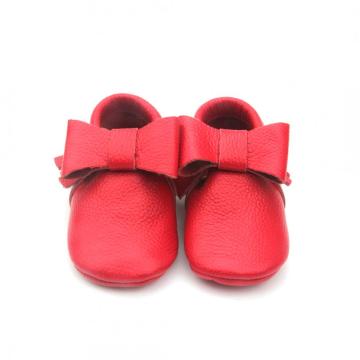 Mocasines hechos a mano del bowknot del partido de la niña de la Navidad