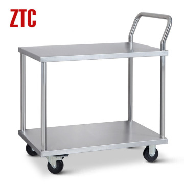 Stainless steel trolley,2-Shlef industrial hand trolley