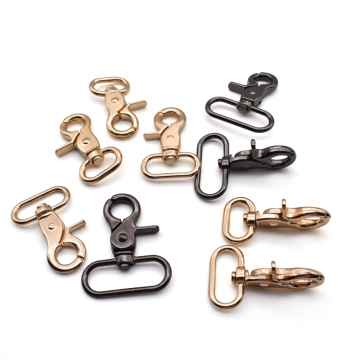 Zinc Alloy 24K Gold Plated Luggage Accessories: Rotating Snap Hanging Clip and Hook for Wallet Chains - Guangzhou Manufacturer