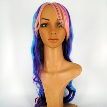Long Blue Color Mixed Beautiful Curly Wig Cosplay
