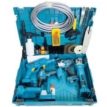 5-Piece Professional Power Tool Kit: Including Electric Impact Drill, Brushless Angle Grinder, Cordless Wrench, Car Wash Gun, and Chain Saw