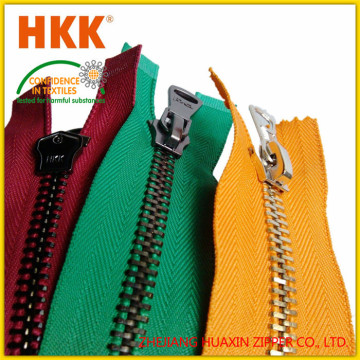 3# y teeth platinum metal zipper with two-way closed end colored teeth metal zipper