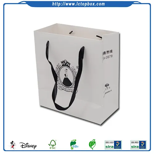 White custom shopping paper bag with handle