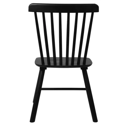 Slatted Black Solid Wood Windsor Dining Room Chair