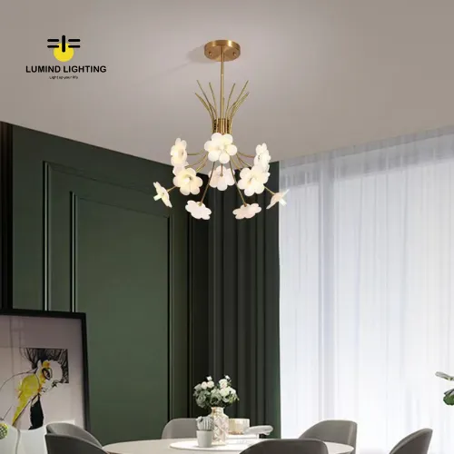 Luxury Copper Pendant Lights and Chandeliers for Petal Leaf Design in Living Rooms