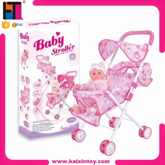 14 inch baby doll with iron doll stroller