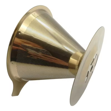 Stainless Steel Coffee Filter - Pour Over Cone with Removable Stand and Bonus Brush