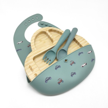 Set cadou pentru hrănire din silicon din bambus Esențial pentru înțărcarea bebelușilor