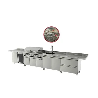 OEM Commercial BBQ Kitchen Grill Cabinet with Sink