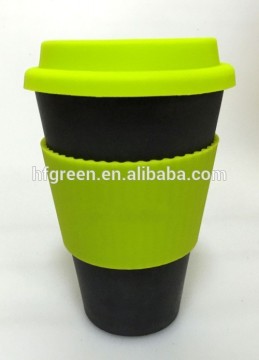 14OZ bamboo fiber mug cup with silicone lid