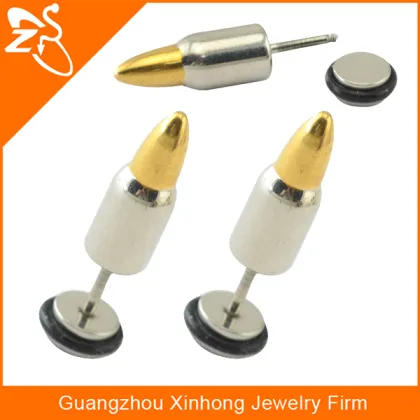 2015 wholesale unique stud earrings bullet shape ear plug