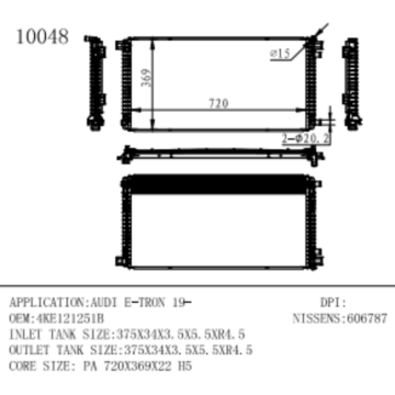 Radiator para Audi E-Tron 19-OEM Número 4KE121251B