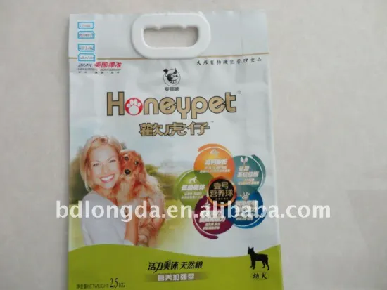 Cute die cut 3 side seal DOG food bag packing
