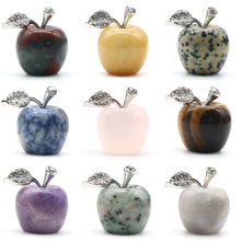 1Inch Carved Polished Gemstone Apple Crafts Statue Figurines Home Living Room Bedroom Decoration Gifts for Mom Girlfriend