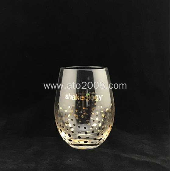 Stemless Tumbler Glass With Gold Decal