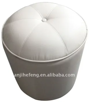 PU leather round storage ottoman, storage bench, footstool
