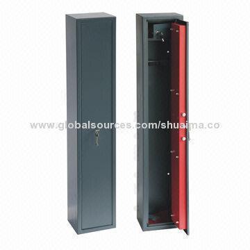 Key Lock Gun Safes, 34*28*148cm, 5 Deluxe Gun Racks, Gray Matte Both in Bullet and Bottom