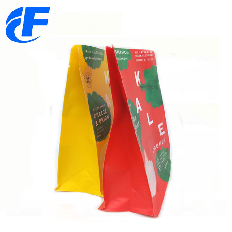 Biodegrable kraft paper flat bottom stand up bag