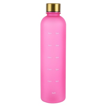 BPA مجاني 1L زجاجة مياه رياضية بلاستيكية مع شعار مخصص ومقياس زمني