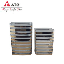 ATO glass decor clear electrinic plated square vase