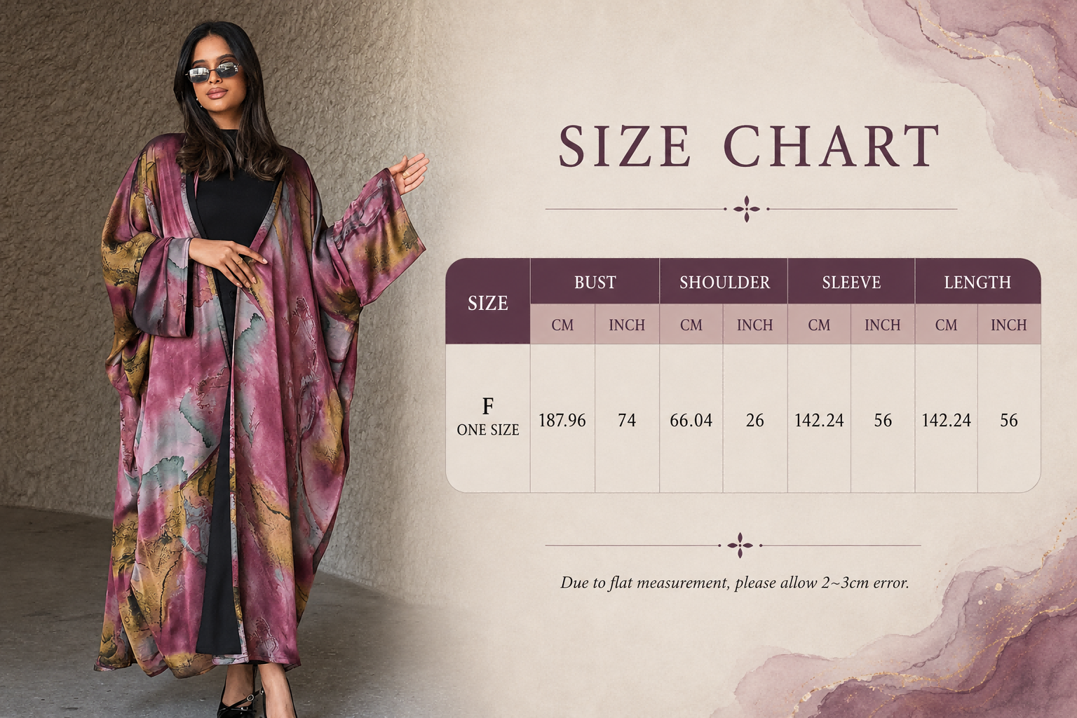 Satin Printed Open Abaya with Hijab