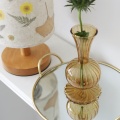 Творческие расклешенные полосатые красочные мини -прозрачные стеклянные вазы