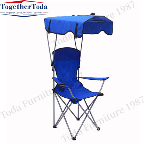 Portable foldable outdoor beach chair with shade