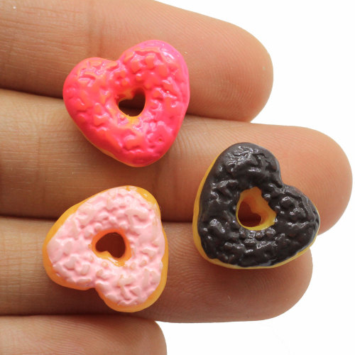 Cheap Resin Heart Donut with Hole Flatback Charms Handmade Decoration Beads Girls Pendant Necklace Finding Jewelry Store