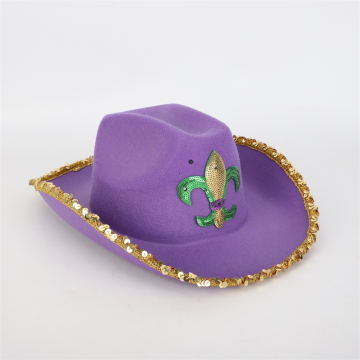 HLC ACC Custom Light Up Fleur De Lis Sequin Mardi Gras Cowgirl Hat