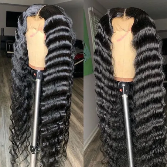 Peruvian Deep Wave Wigs HD Transparent Lace Front Human Hair Wigs 13x4 13x6 Pre Plucked 150% Density Human Hair Wigs