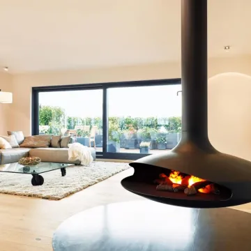 Modern Outdoor Wood Ethanol Hanging Fireplace TV Stand Dining Room Suspended Fireplace