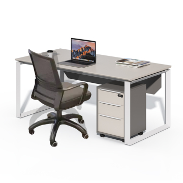 Modern Office Computer Desk: Simple Double-color Hypotenuse Design Metal Frame Wholesale Study Table