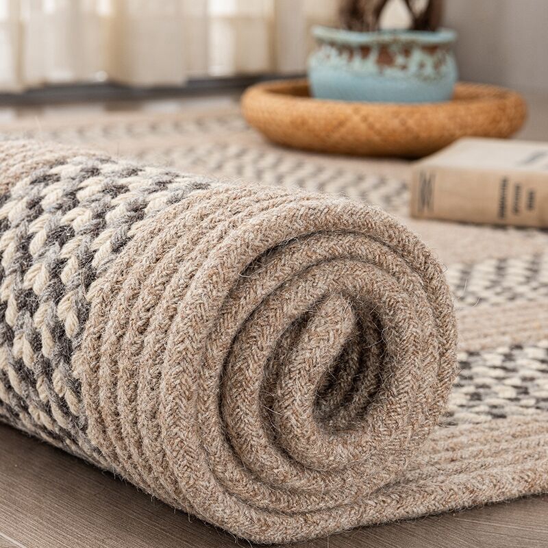 Big Large Size Wool Braided Living Room Rug