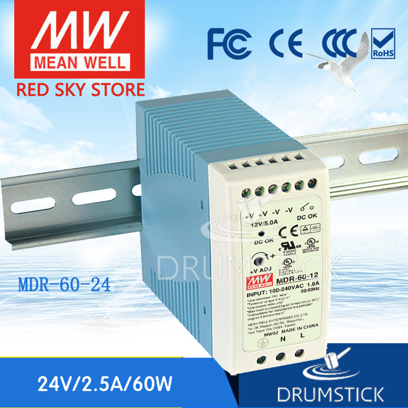 Steady MEAN WELL MDR-60-24 24V 2.5A meanwell MDR-60 60W Single Output Industrial DIN Rail Power Supply