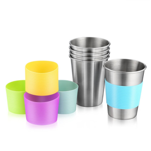 Stainless Steel Coffee Mug with Straw Silicone Holder